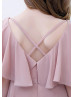 V Neck Dusky Pink Chiffon Maxi Flower Girl Dress